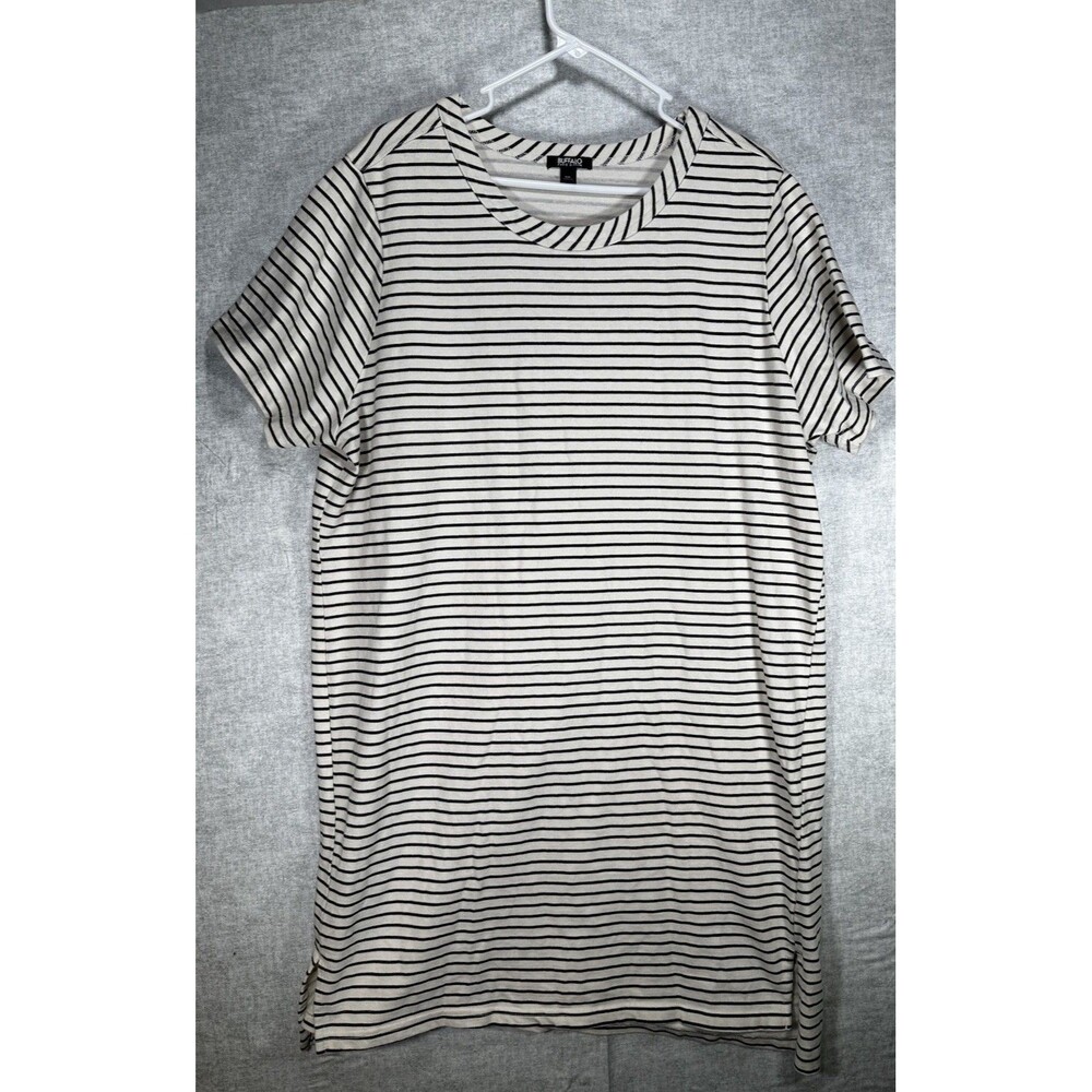 Buffalo Shirt Dress Black Striped Short Sleeve Cotton Blend Women’s size XXL